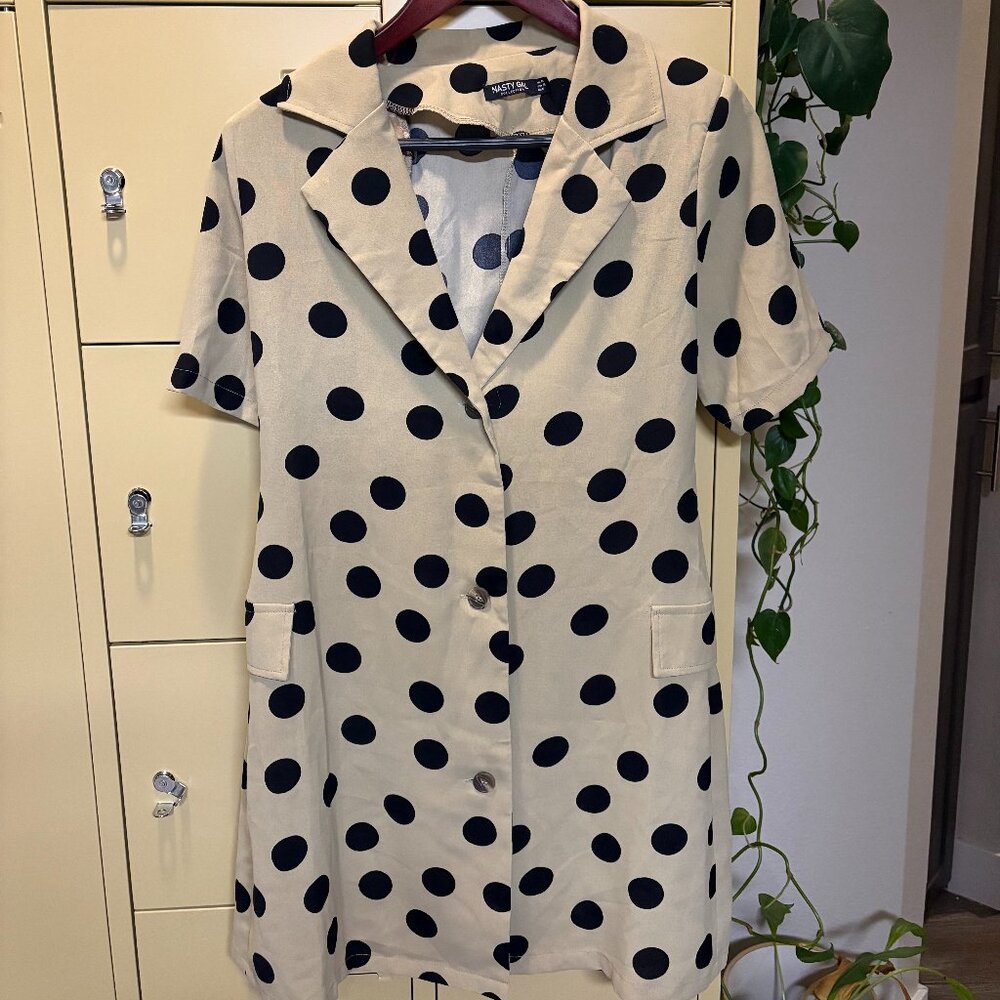 Nasty Gal Polka Dot Mini Shirt Dress - US Size 6